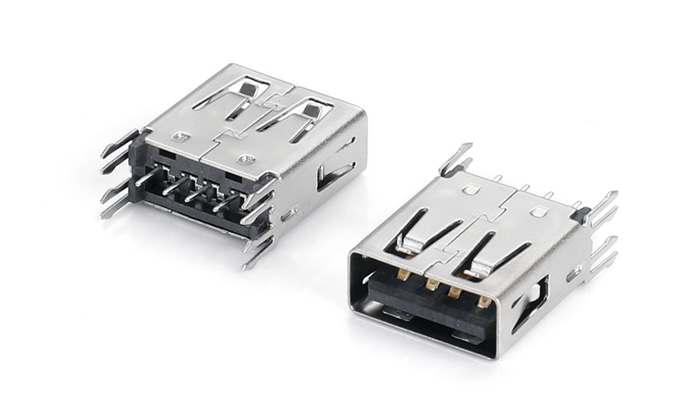 USB 2.0 AF 180度直插式双鱼叉无唇边(H14.45) UEF04T-11TN-A3RP1