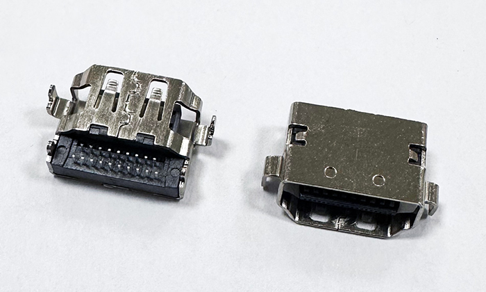HDMI® A TYPE; 正沉1.95；斜口； 板上3.6母；不锈钢外壳  XKD-001T1.95-19P-A