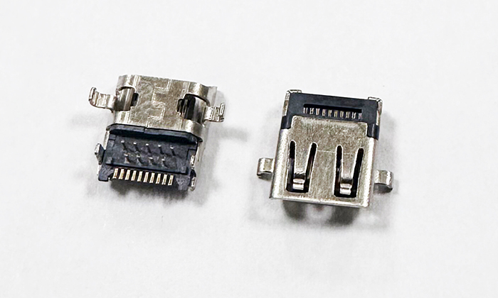 HDMI® D TYPE 沉板；壳子DIP斜口；端子DIP+SMT母座；CH=0.85  XK-002T0.6-19P